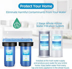 Geekpure 2 Stage Whole House Water Filter System with 10-Inch Blue Housing-1"Port