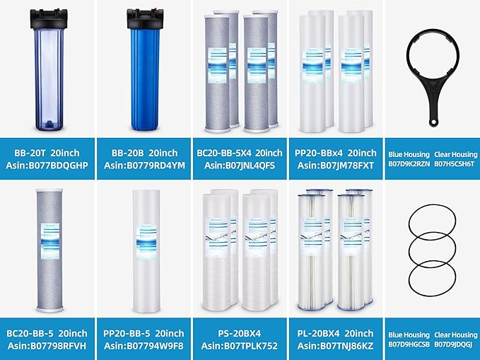 Geekpure 20-Inch Whole House Polypropylene PP Sediment Replacement Filters-4.5" x 20"-5 Micron-Pack of 4
