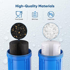 PUREPLUS 5 Micron 4.5" x 10" Whole House Water Filter Combo Kit with Grooved Sediment, KDF & Activated Carbon Block Filter, Replacement for AP810, AP811, WFHDC8001, CB-BB-10, FXHTC, GXWH40L,1PACK