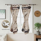 Farmhouse Wood Grain Bathroom Curtains 63 Inch Length, Window Curtains Tab Top, Vintage Country Barn Gate Brown Light Filtering Window Treatments Drapes 52"x63" 2 Panel