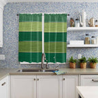 Farm Retro Green Wood Grain Window Valance Curtains, Rustic Wooden Plank Texture Light Filtering Kitchen Valance with 3-inch Rod Pocket for Living Room Bathroom Bedroom,2 Panel,42x63In