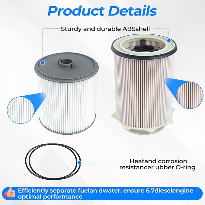 6.7L Cummins Fuel Filter Water Separator set for 2019 2020 2021 2022 2023 2024 Ram Turbo Diesel Engines 68157291AA and 68436631AA