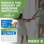 12x25x1 Air Filter MERV 8 Rating, 12 Pack of Furnace Filters Comparable to MPR 700 & FPR 5 - Made in USA by AIRX FILTERS WICKED CLEAN AIR.