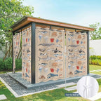 Vintage Outdoor Curtains for Patio Sharks Whales Lobsters Biographies Waterproof Outside Curtains with Grommet Top Weatherproof Curtain for Cabana Pergola Gazebo, 1 Panel, 54" W x 108" L