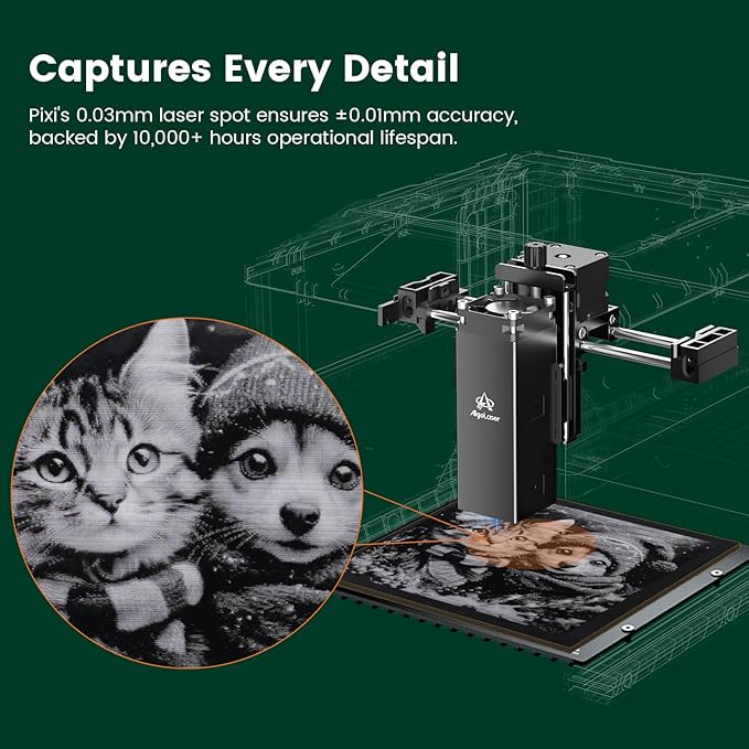 AlgoLaser 5W Laser Engraver Machine: Portable & Smart with 3.5" Touch Screen, Hand Drawing/Wireless/SD Card/Offline Engraving, AlgoOS 2.0 Self Developed System for Wood, Acrylic, Leather