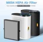 MK04 Air Filter Replacement for AROEVE MK04 Premium Filter for Dust Pet Dander Smoke for Bedroom, Replace Part# MK04LX Filter, Enhanced Smoke Removal Version, 2Pack
