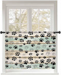 Sheer Curtains 45 Inch Length, Sage Green Beige Farmhouse Semi Sheer Curtains Light Filtering Window Treatment, Black Dog Paw Vintage Wooden Privacy Voile Drapes for Living Room Bedroom 52x45 Inch