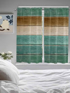 Vintage Plank Turquoise Brown Window Valance Curtains, Farmhouse Wood Grain Light Filtering Kitchen Valance with 3-inch Rod Pocket for Living Room Bathroom Bedroom,2 Panel,42x63In