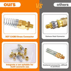 32PCS Brass DOT Air Brake Hose End Fitting Kit - J1402 Sleeve Tube Assortment for Replacement, Assembly (Connector, Union and Sleeve)