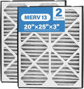 20x25x3 MERV 13 Pleated Air Filter, 2 Pack, Compatible with Zephyr VGF Series 20x25x3 Whole Home Return Air Grille Filter, Actual Size 18-3/8×23-3/8×3"