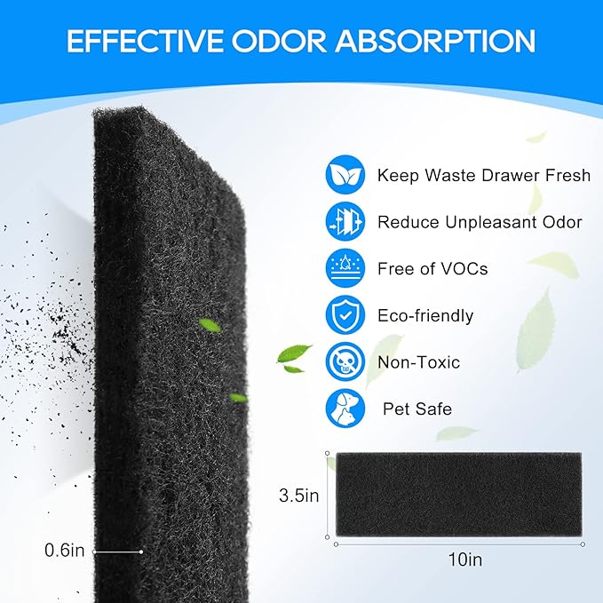 12 Pack Carbon Filters Compatible with Litter-Robot 3, Activated Carbon Litter Box Filter Compatible with Litter-Robot 3 Self Cleaning Cat Litter Box Filters, Accessories Replacement