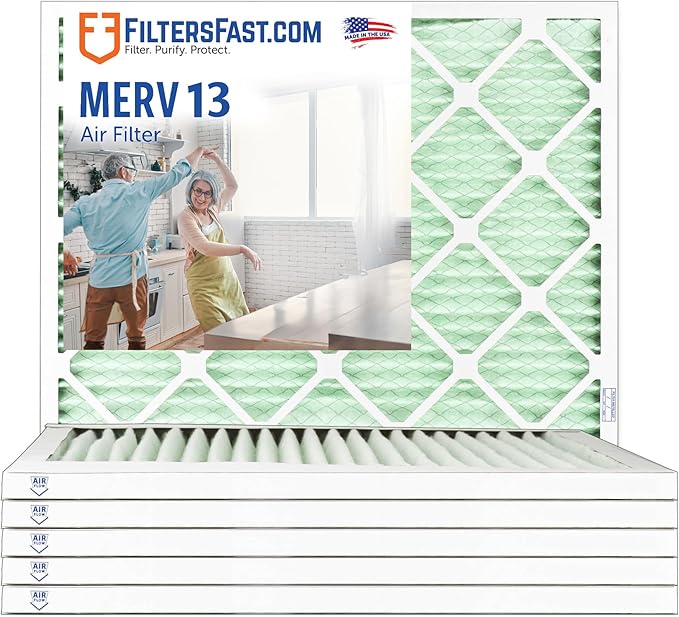 Filters Fast 14x16x1 Air Filter Merv 13, 1" AC Furnace Air Filters, Made in the USA, Actual Size: 14" x 16" x 0.75”, 6 Pack