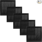 Vent Systems 10" x 10" Inch (Opening Dimensions) - Pack of 5 - Plastic Black Soffit Vent Cover - Flat Square Air Vent Grille - Air Vent Deflector - HVAC 12" x 12" Inch (Overall Dimensions)
