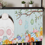 Easter Bunny Curtain Valances for Windows, Kitchen Valance Window Treatment, Easter Eggs Spring Farmhouse Wood Grain Teal Blue Light Filter Block Curtains for Bathroom/Bedroom/Living Room 60'' x 18''