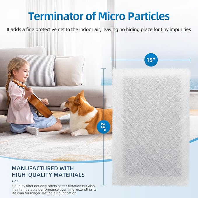 16x25 Replacement Filter Pads Compatible with Dynamic Air Cleaner 16x25,Fiberglass+Activated Carbon White(4 Pack)