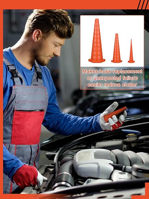 Hydraulic Oil Service Plugs Large Medium Small Sizes Multi Pack Rubber Drip Proof Hose Plugs Industrial Hydraulic Kit for Irrigation, 3 Sizes(8 Pcs,Orange)