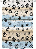 Sheer Curtains 72 Inches Long, Blue Dog Paw Print Semi Sheer Curtains Light Filtering Window Treatment, Vintage Farmhouse Rustic Wooden Grain Privacy Voile Drapes for Living Room Bedroom 52x72 Inch