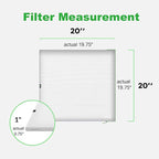 Reair 20x20x1 Extra Replacement Filter without Frame, Washable and Reusable Air Filter 20x20x1 for AC HVAC Furnace, MERV 8 Air Filters Machine Washable, AC Furnace Air Filter without Frame