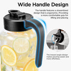 Mason Jar Pitcher - Airtight & Leakproof Glass Pitcher with Lid, Perfect for Breastmilk, Cold Brew, and Sun Tea, 2 Quart (64 oz) 1/2 Gallon Mason Jar with Pour Spout Lid