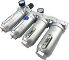 4 STAGE SUPER DUTY INDUSTRIAL GRADE ULTRA CLEAN FILTER REGULATOR COALESCING DESICCANT DRYER SYSTEM FOR COMPRESSED AIR LINES METAL BOWLS GREAT FOR PAINT SPRAY AND PLASMA CUTTER (1"NPT MANUAL DRAIN)