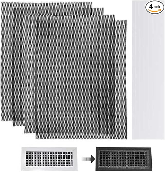 4 PCS DIY Magnetic Vent Covers-13.8" x 11.8" Customizable Air Register with Easy-to-Cut Mesh & Magnetic Strips, Create Perfect Fit for Floor/Wall/Ceiling Vents, Ideal for Custom Home Vent Solutions.