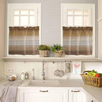 Vintage Brown Gradient Wood Grain Window Valance Curtains, Farmhouse Wood Barn Light Filtering Kitchen Valance with 3-inch Rod Pocket for Living Room Bathroom Bedroom,2 Panel,27.5x24In