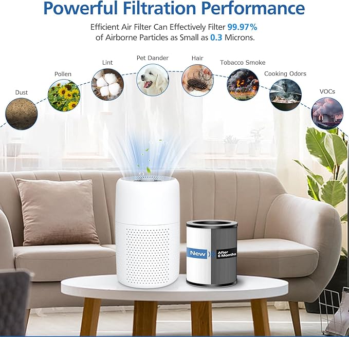 4 Pack P60 Replacement Filter Only Compatible with TPLMB/YARIKI P60 Air Purifier and Vhoiu KJ50 Air Purifier, 3-in-1 Nylon Pre-Filter, HEPA Filter and High-Efficiency Carbon