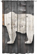 Sheer Curtains 108 Inches Long, Vintage White Brown Bear Semi Sheer Curtains Light Filtering Window Treatment, Retro Country Rustic Wood Grain Privacy Voile Drapes for Living Room Bedroom 52x108 Inch