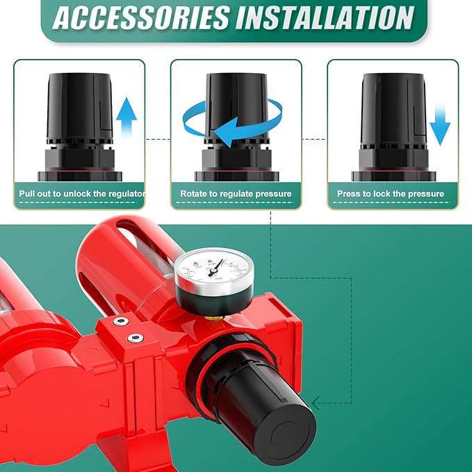 Industrial Grade 4-Stage Aluminum Air Drying System, 1/2 Inch NPT, 0-150 PSI, Desiccant Dryer, air Regulator, Particulate Filter and Coalescing Filter (Manual Drainage)