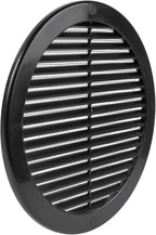 Vent Systems 8" Inch (Opening Dimensions) Black Soffit Vent Cover - Plastic Return Air Vent Cover - Round Ventilation Grille with Mesh Screen - HVAC Register Louver for Bathroom, Home, Kitchen