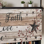 Rustic Star Brown Curtain Valances for Windows, Kitchen Valance Window Treatment, Vintage Plants Berry Wooden Grain Light Filtering Block Curtains for Bathroom/Bedroom/Living Room 42'' x 18''