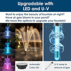 AquaMiracle All-in-One Koi Pond Filters for Outdoor Ponds 350-500 Gal, Pond Fountain Pump with 3 Spray Patterns, Fountain Kit with 550GPH Water Pump for Garden, Water Feature, Bird Baths