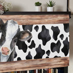 Cow Printed Curtain Valances for Windows, Kitchen Valance Window Treatment, Farmhouse Watercolor Country Wooden Grain Light Filtering Block Curtains for Bathroom/Bedroom/Living Room 42'' x 18''