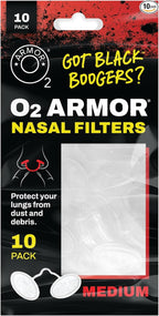 O2 Armor Nose Filters for Welders & Allergies - Nose Filter for Dust - Nasal Filters for Welding - Nose Dust Mask for Construction (10 Pack, Size Medium)