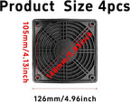 4Pcs 120mm Cooling Fan Filter, Plastic Dustproof Mesh Cover for PC Computer Case, Effective Dust Protection, Easy Installation, Reusable Filter Grill Black