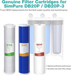 SimPure Whole House Water Filter Cartridges 5 Micron 20" x 4.5" PP+GAC+CTO 3-Stage Sediment and Carbon Filter Set, for DB20P-3, DGD-5005-20, GAC-20BB, FC25B, 2 Sets