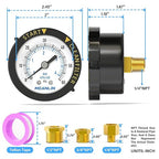 MEANLIN MEASURE 0~60Psi Plastic Frame 1/4" NPT Start and Clean Filter Pressure Gauge, Suitable for Swimming Pool, Spa, Aquarium (0-60Psi/0-4BAR/KIT, Center Back Mount)