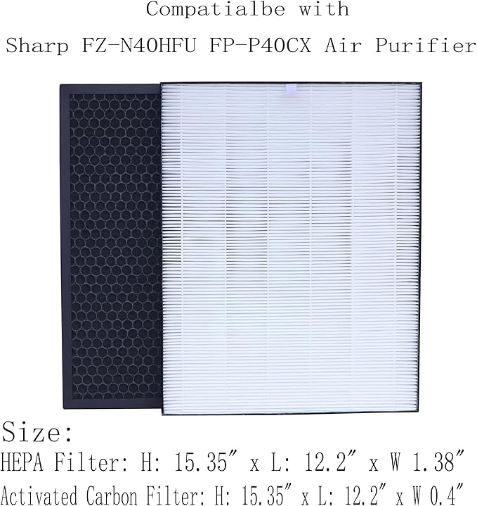 FZ-N40HFU Replacement Filter Compatible With Sharp FP-N40CX FPN40CX Air Purifier Activated Carbon True Hepa Replacement of the filter