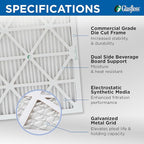 Glasfloss 22x22x1 MERV 10 (FPR 5-6) Pleated Air Filters Box of 6. Actual Size: 21-1/2 x 21-1/2 x 7/8