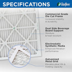 Glasfloss 25x25x1 MERV 10 (FPR 5-6) Pleated Air Filters Box of 6. Actual Size: 24-1/2 x 24-1/2 x 7/8