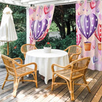 Hot Air Balloons Waterproof Outdoor Curtains for Patio, Windproof Weatherproof Curtains with Weighted Hem, Valentine's Day Watercolor Love Balloons Light Filtering Privacy Drapes for Porch 54"x 95"