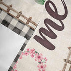Spring Flowers Curtain Valances for Windows, Kitchen Valance Window Treatment, Vintage Watercolor Black Plaid on Linen Light Filtering Block Curtains for Bathroom/Bedroom/Living Room 54'' x 18''