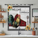 Farmhouse Rooster Living Room Curtains 84 Inch Length, Window Curtains Tab Top, Rustic Red Barn Windmill Sunflowers Light Filtering Window Treatments Drapes 42"x84" 2 Panel