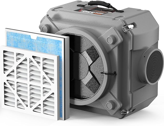 Abestorm Air Scrubber, Negative Air Machine with 3-Stage Filtration &16 Inch Air Inlet for Home, Industrial and Commercial Air Purifier, MEVR-10 & HEPA/Activated Carbon Filters, 550 CFM, Gray