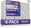 BNX TruFilter 24x30x1 Air Filter MERV 8 (4-Pack) - MADE IN USA – Dust & Pet Defense Electrostatic Pleated Air Conditioner HVAC AC Furnace Filters for Dust, Pet, Mold, Pollen MPR 600 – 700 & FPR 5