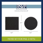 RSVP International Charcoal Compost Bin Filter 2-Piece Set Helps Keep Kitchen Smelling Fresh, Replacement