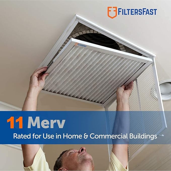 Filters Fast 25x25x2 Pleated Air Filter Merv 11, 2 Inch AC Furnace Air Filters, Made in the USA, Actual Size 24.75x24.75x1.75, 6 Pack