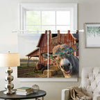 Farm Donkeys Bedroom Curtains 63 Inch Length, Window Curtains Tab Top, Farmhouse Barn Funny Animals Butterfly Light Filtering Window Treatments Drapes 42"x63" 2 Panel