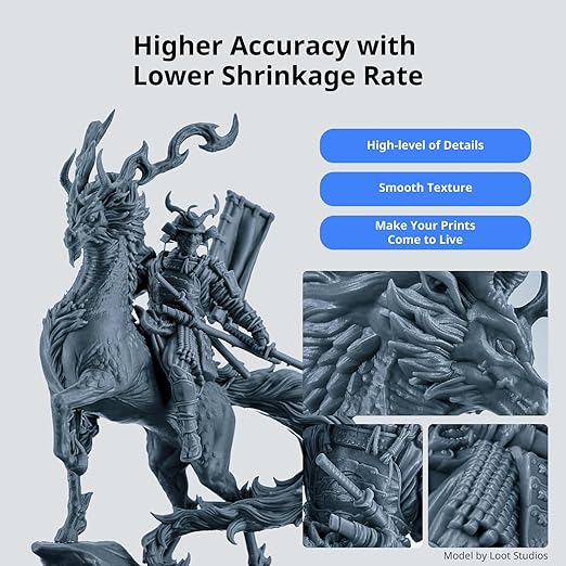 ANYCUBIC ABS-Like Resin 3.0, 3D Printer Resin with Enhanced Strength and Toughness, High Precision and Minimal Shrinkage, Wide Compatibility for All LCD Resin 3D Printers (HD Grey, 4kg)
