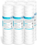 Membrane Solutions 50 Micron 10"x2.5" String Wound Whole House Water Filter Replacement Cartridge Universal Sediment Filters for Well Water - 6 Pack